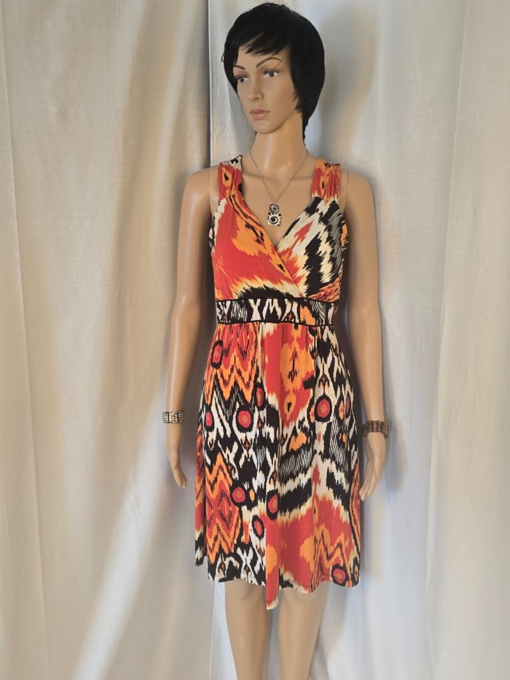 Cato Sleeveless Summer Ring Back Dress in Red and Black Size Small